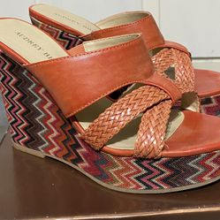 Audrey Brook Leather and fabric  Wedge Shoes 6.5