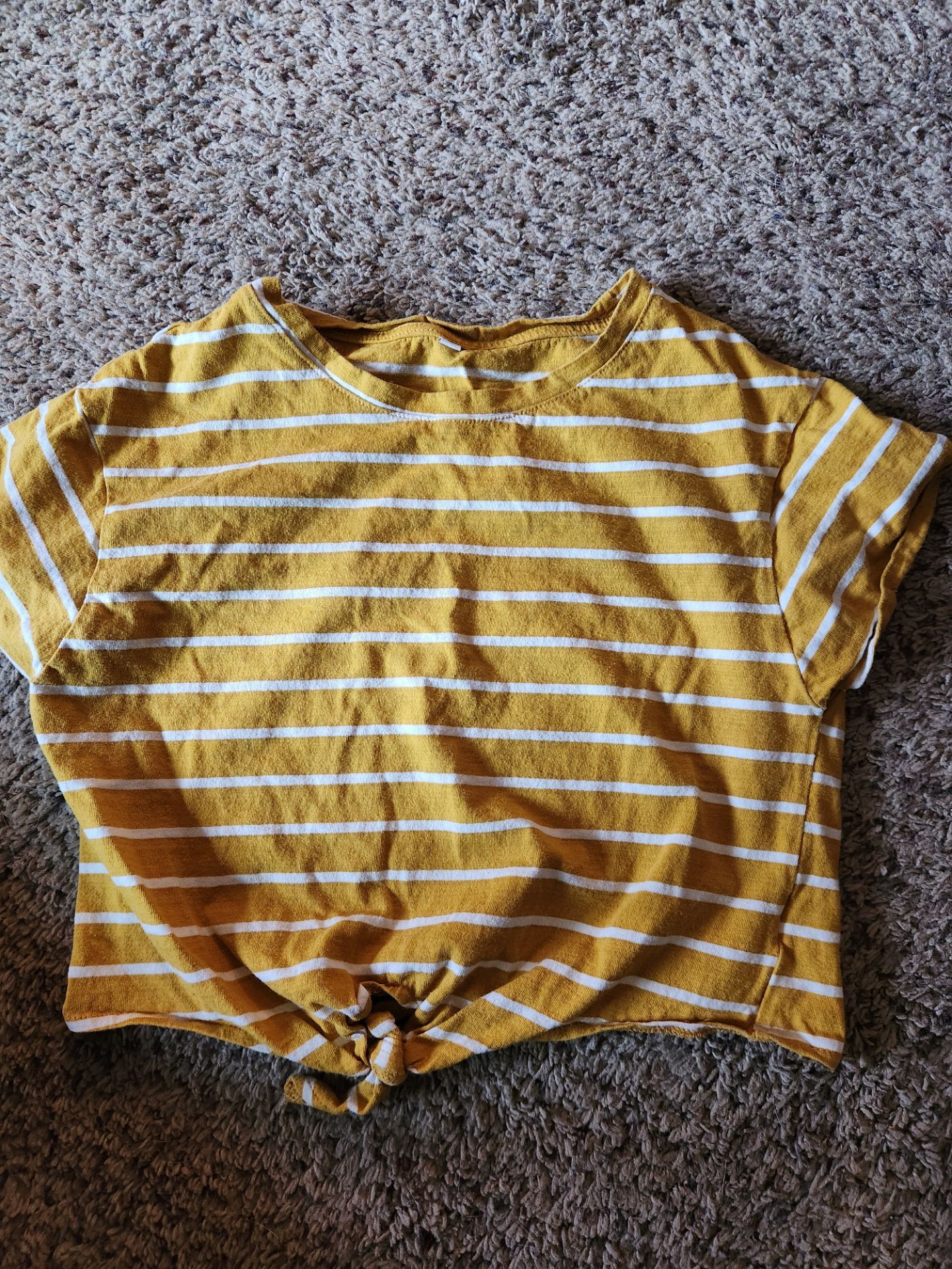 Womens yellow and white striped t shirt