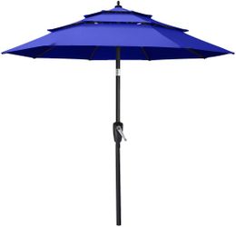 Patio Umbrella, Outdoor 3 Tiers Patio UV Umbrella 11FT Table Umbrella 8 Ribs, NEW