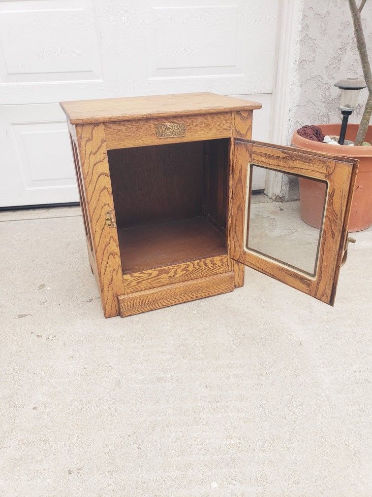 Vintage White Clad Cabinet With Glass Door