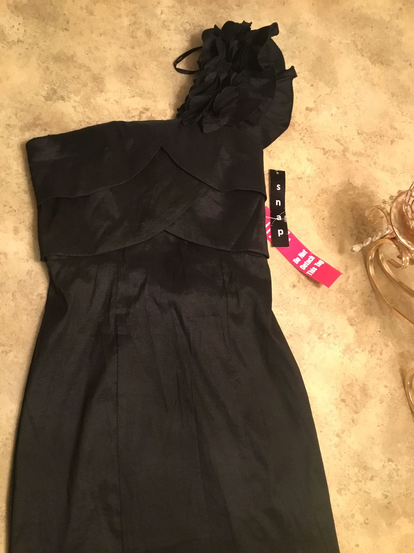 Black misses dress color black satin brand SNAP SIZE M