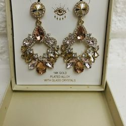 EYE CANDY LOS ANGELES LUXE COLLECTION 14 k GOLD PLATED ALLOY WITH GLASS CRYSTALS