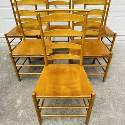 TIGER MAPLE WOOD SHAKER SHAWL BACK CHAIRS (6) - EXCELLENT CONDITION!
