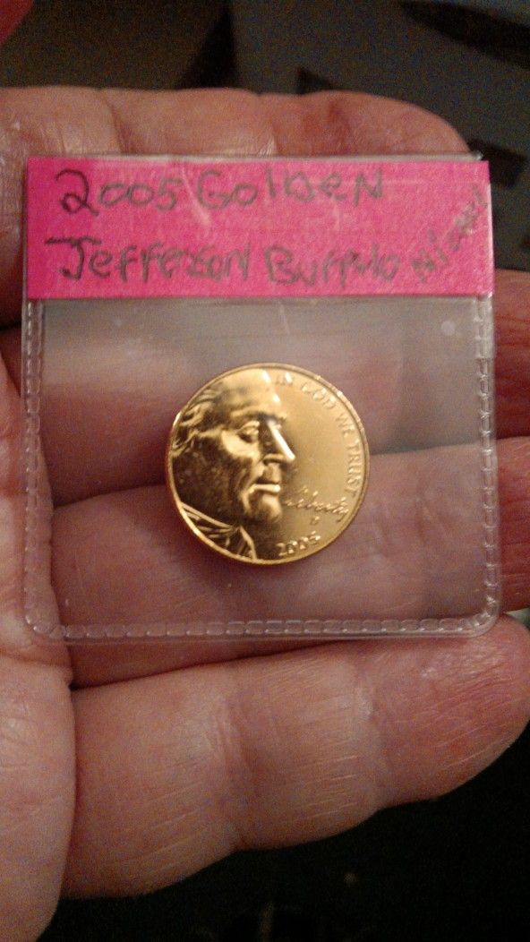 Rare 2005 Golden Jefferson Buffalo Bison Nickel