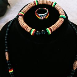 African Custom Made Necklace Bracelet And Ring Set