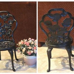 
🌹REFINISHED 22" high rose design small WROUGHT IRON mini CHAIR (1 chair $35.  HOLMDELnj
