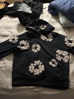 White and black denim tears hoodie
