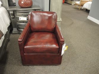 Famous Maker Tyler Leather Swivel Chair - Burgundy | Armchair