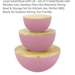 3pcs Plastic Salad Bowl With Lid Set, New