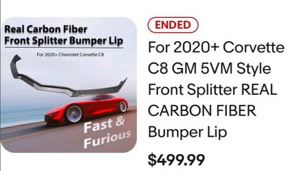 2020 - 2025 C8 Corvette GM Carbon Fiber. Paid over $500, never used. Asking $250