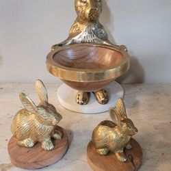 Brass Bunny Decor Set 