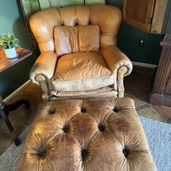 Vintage Ralph Lauren, Leather Chair And Large Ottoman