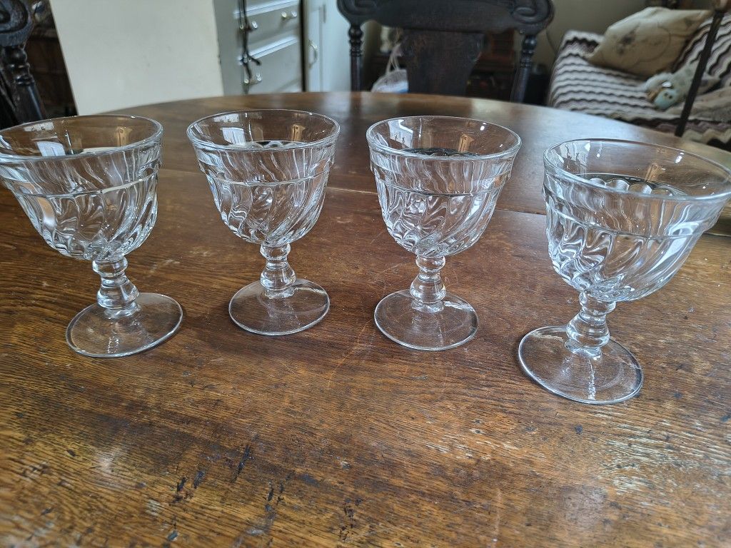 Vintage Set Of Four Water Goblets