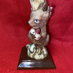 6.5 Inch x 3 Inch Painted Alabaster Squirrel Statue Imported From Greece
