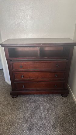 Dark Cherry Wood Media Chest Dresser