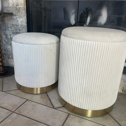 Round Ottoman with Storage Set of 2, 