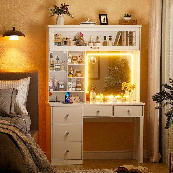 47.2'' Makeup Vanity With Led Mirror and Light