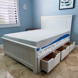 Queen Bed And Mattress With Drawers 