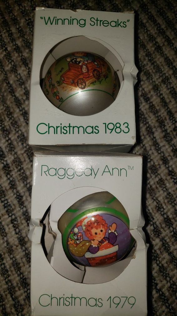 Lot Of 2 Vintage Christmas Ornament Raggedy Ann 1979 & 1983