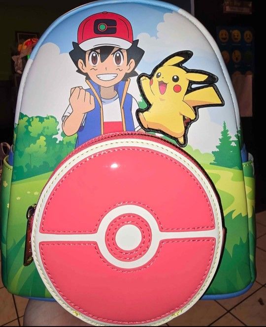 Brand New! Loungefly Pokemon Ash Ketchum and Pikachu Mini Backpack 💗