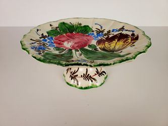 Hand-Painted Italian Ceramic Cake Stand
