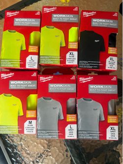 (15$ each)Milwaukee WorkSkin Short Sleeve Lightweight Performance T-Shirt, Size Xl Black and grey