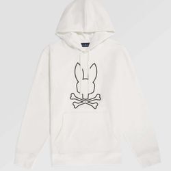 Psycho Bunny Men's Beaumont Ecru Logo Drawstring Hoodie B8H700A2FT XL