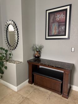 Table with Marble Top and Bench and End Table