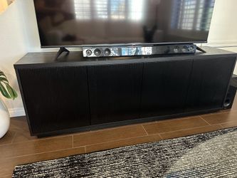 Mid Century Modern TV Stand Black Fluted 70” wide