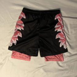 Black/Pink One Piece 2-in-1 sports shorts