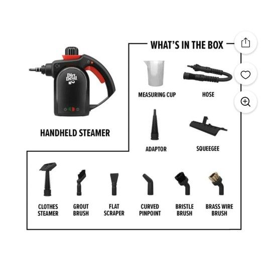 Dirt Devil 7-in-1 Portable Corded Handheld Steamer with Muli-Surface Cleaning Tools, Chemical Free Steam Cleaner, Black, WD21000