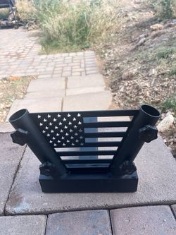 American flag trailer hitch double flag mounts