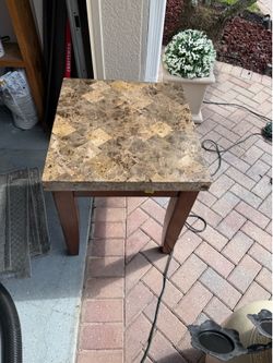 End Table with Marble Tile Top