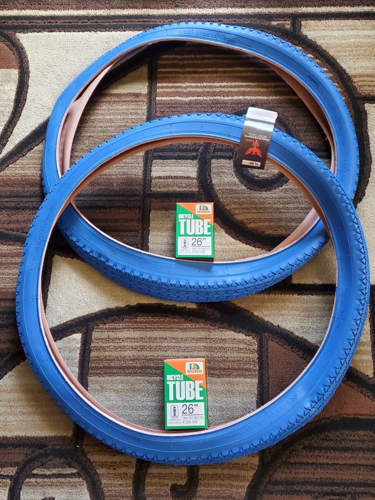 NEW Bicycle Bmx Cruiser Tires 26" Solid Blue