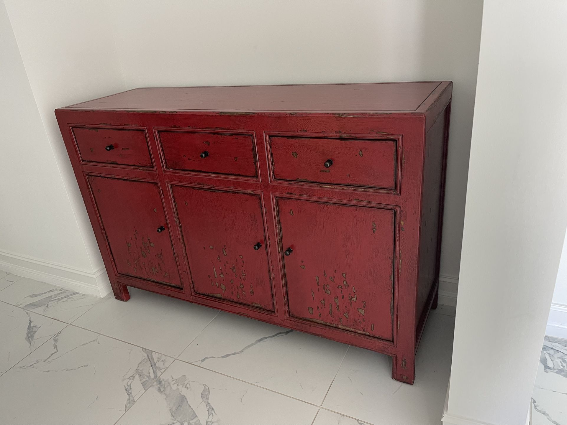 Pottery Barn 55” Rico Reclaimed Wood - Red Console Buffet