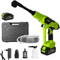 KEPEAK Cordless Pressure Washer, 1450PSI Portable Power Washer with 6-in-1 Nozzle, 21V Hand Held Pressure Washer with Battery, Electric Power Cleaner 