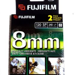 New 2 Pack Fujifilm 8mm P6-120 Video Camcorder Cassette Tape