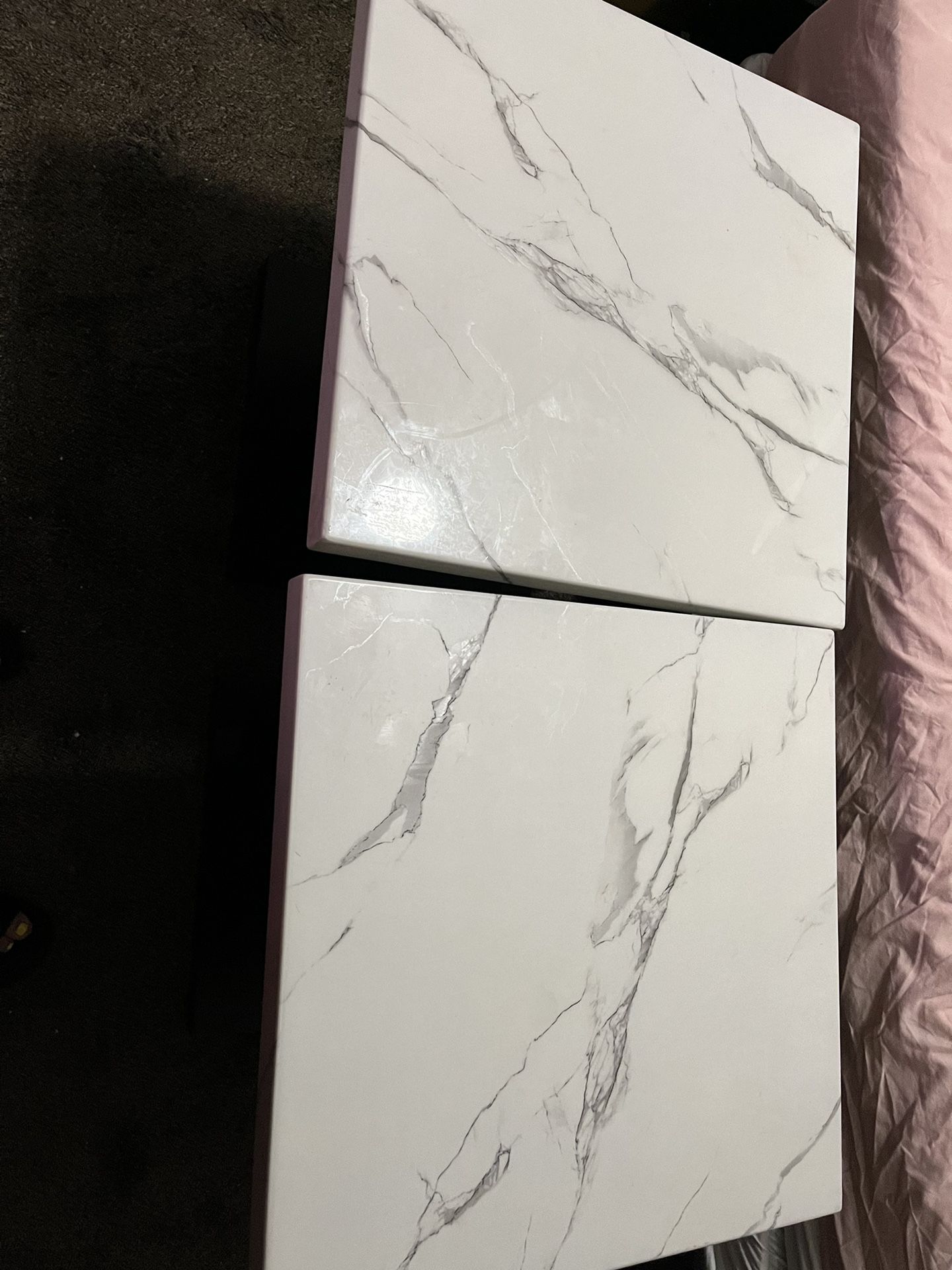 2 Marble Grey And White Tables