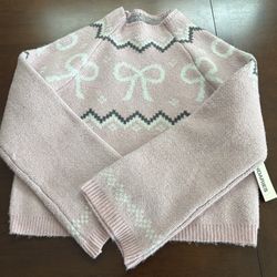 NWT pink Bow Sweater Size M Women’s 