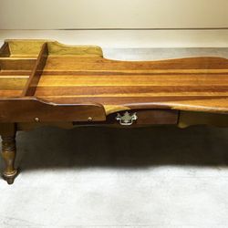 Vintage Wooden Bench Coffee Table with Organizer and Drawer