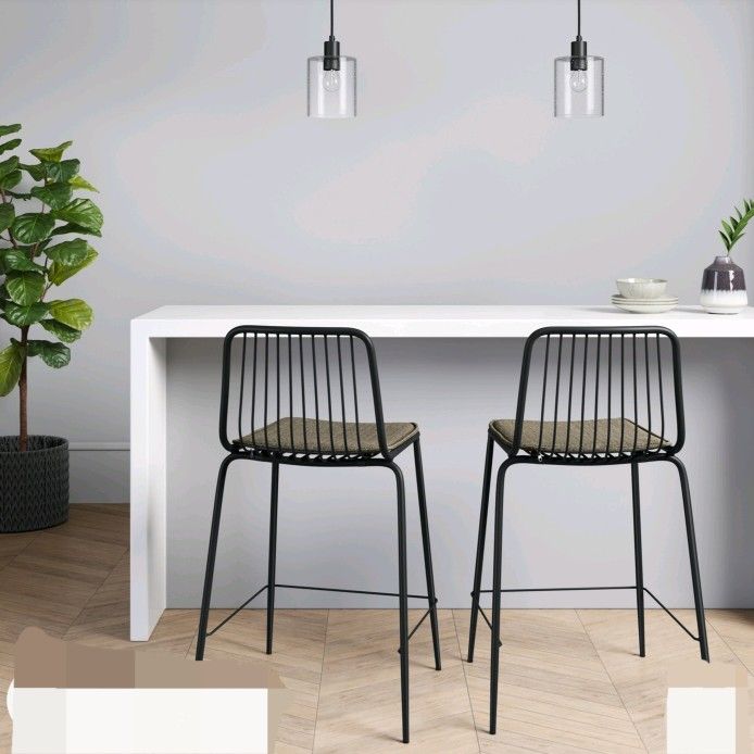 Project 62 Set Of 2 Sodra Rounded Seat Wire Counter Stool Height Barstool Black Home Decor