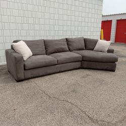 Crate & Barrel Gray Sectional Couch - Free Delivery Today