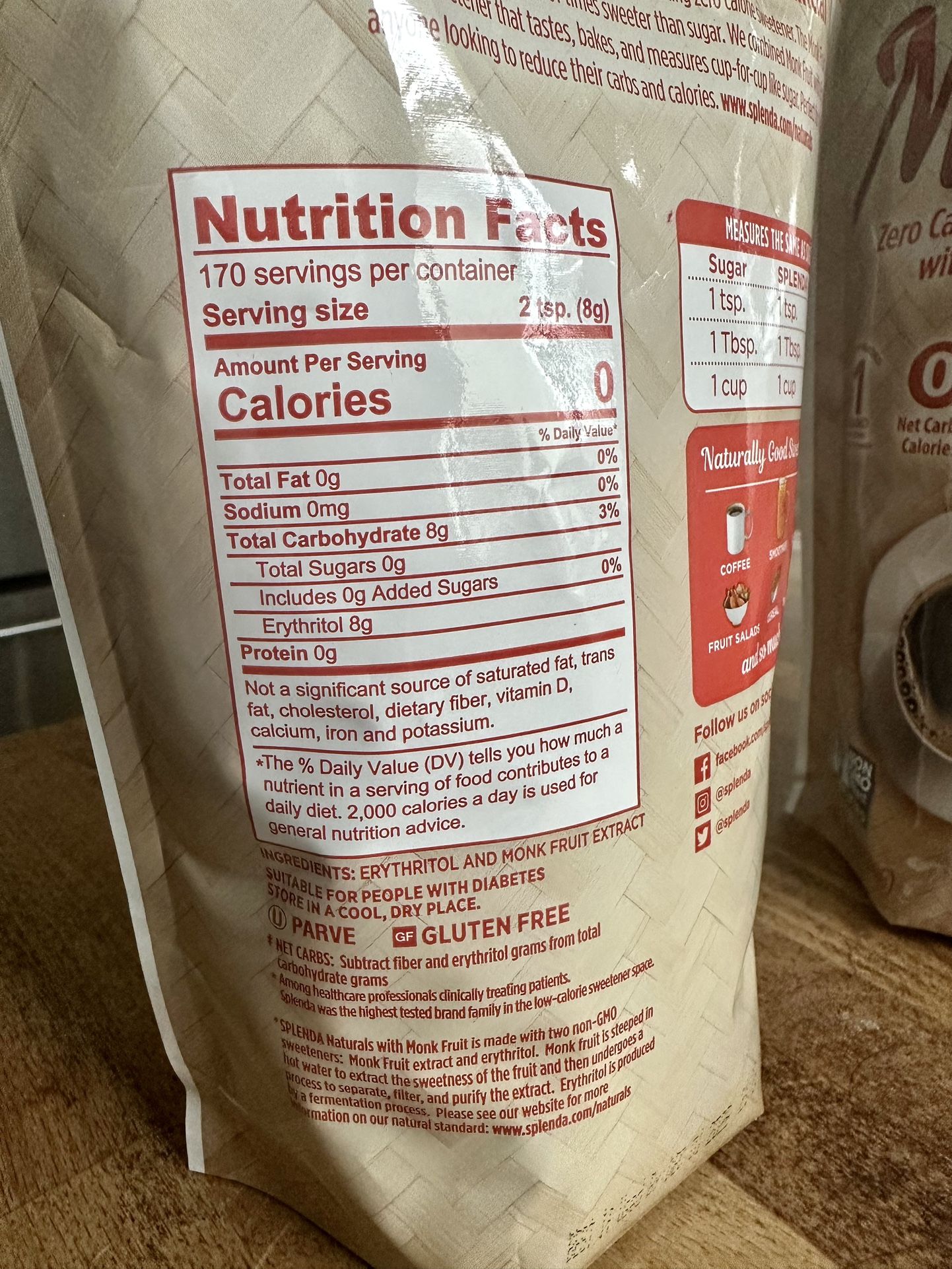 2 Bags Of 3 Lbs Splenda Naturals Monk Fruit Zero Calorie Sweetener With Erythritol