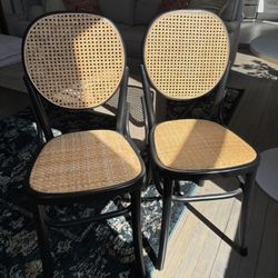 Two Rattan Dining Chairs 
