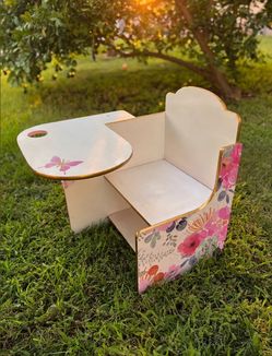 Flower Desk w/ Hand Painted Gold Trim