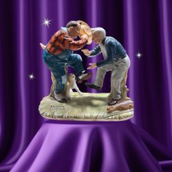 Norman Rockwell Gotham Bone China Figurine Fall Fancy Footwork 