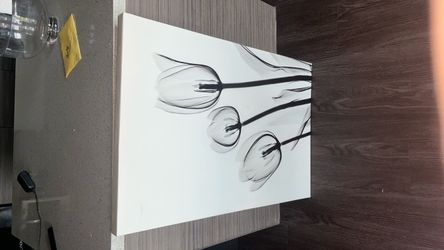 White painting with flowers