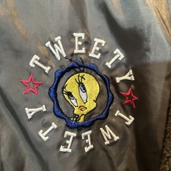 Vintage 2001 Looney Tunes Tweety Fleece Jacket Zip Up Men’s Size Large 