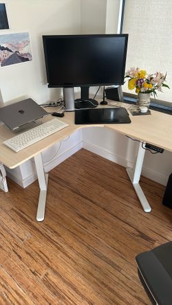 Vivo Corner Standing Desk and Branch Ergonomic Chair