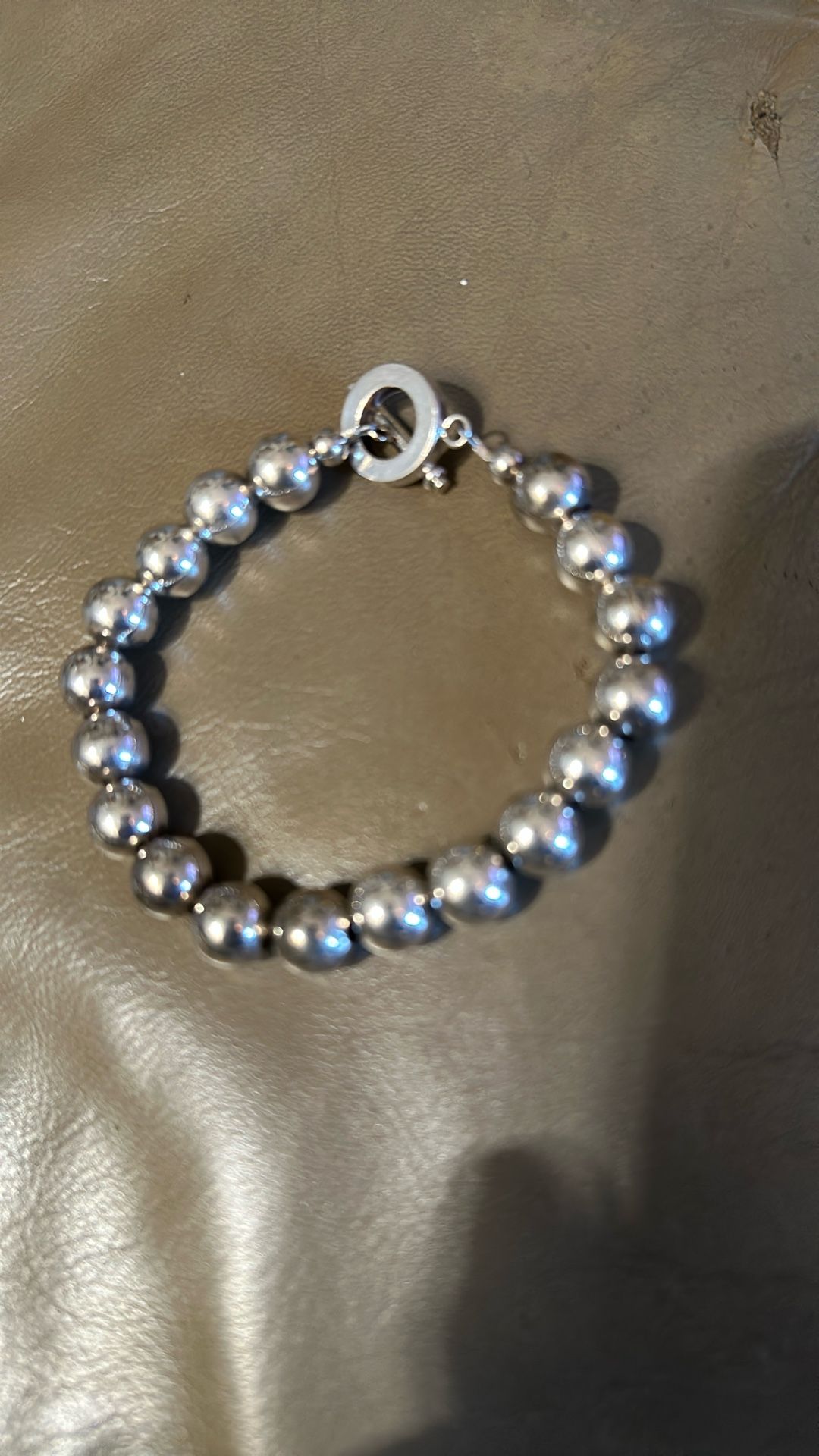 Sterling silver Large Beaded Toggle Bracelet